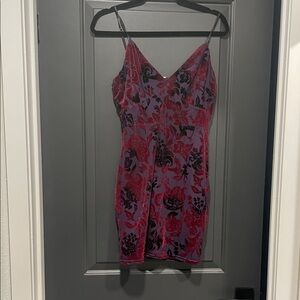 Privy Red and Black Floral Mini Dress